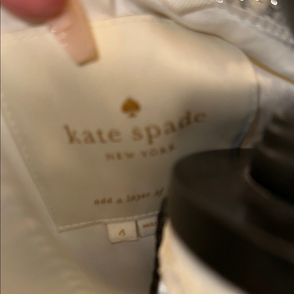 Kate Spade Star Bright Sparkly Tweed Coat in Cream and Silver, Size 4 - EUC - Picture 3 of 7